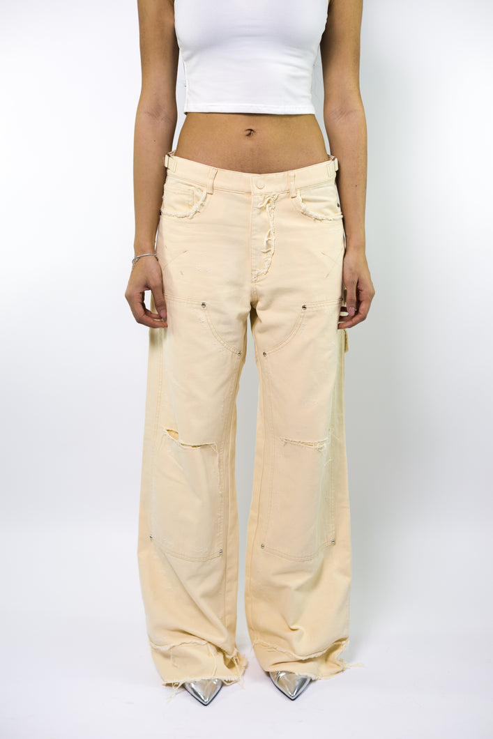 White cream carpenter pants - Women's
