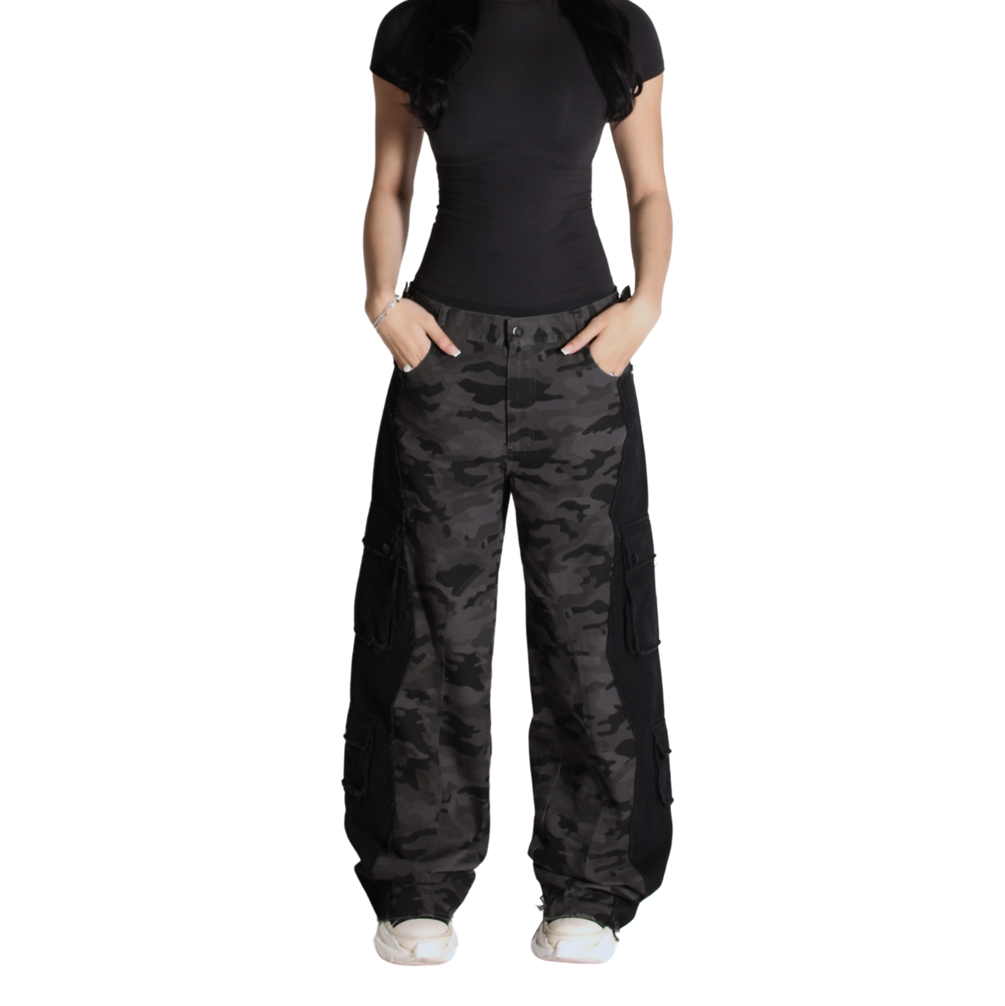 Split cargo pants - Black/Black