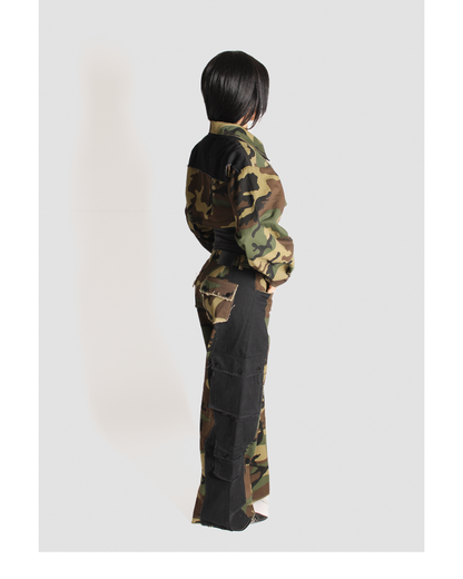 camo/black cropped jacket