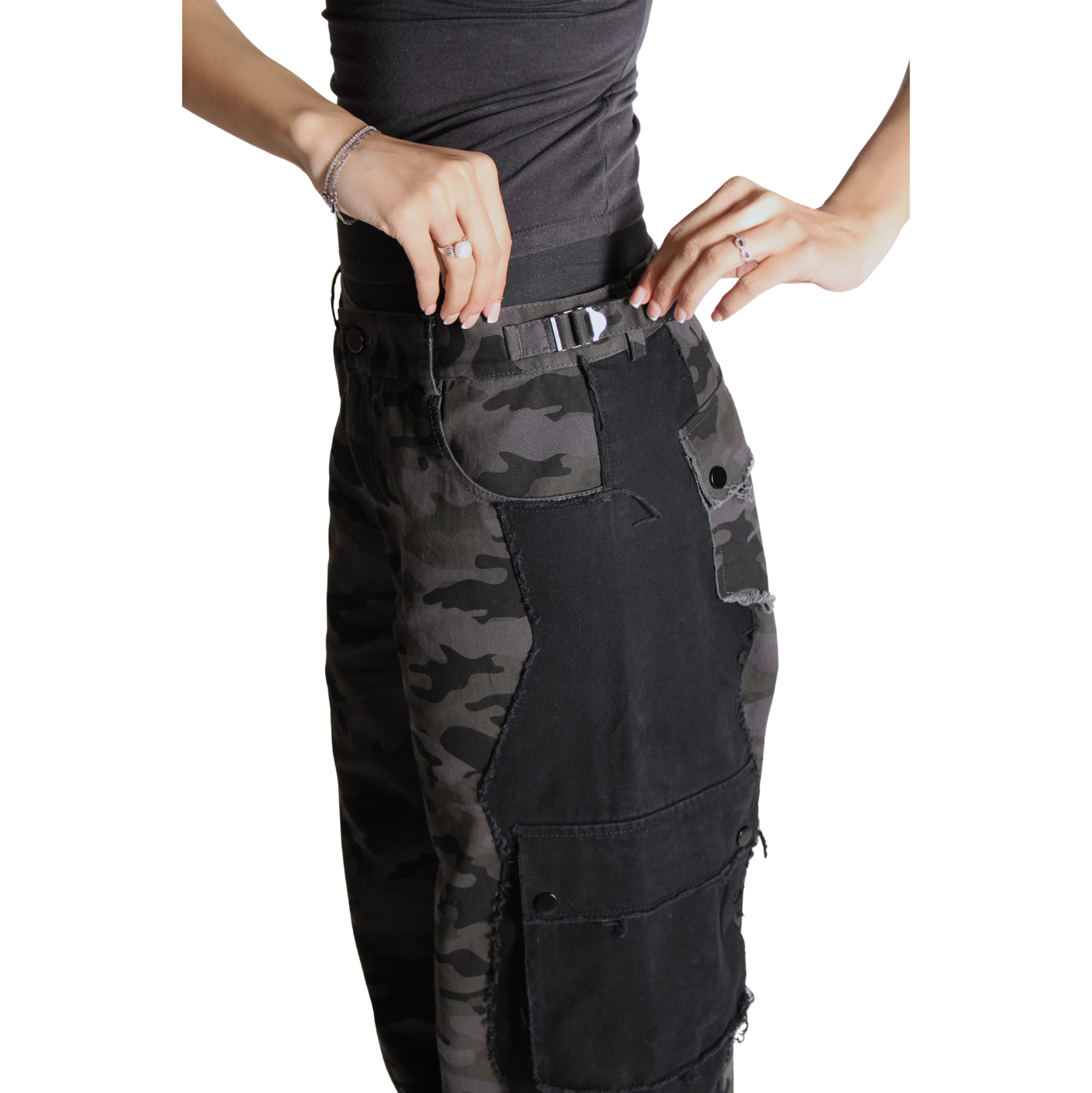 Split cargo pants - Black/Black