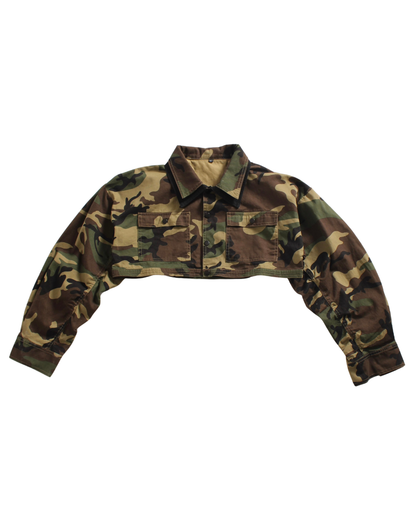 camo/black cropped jacket